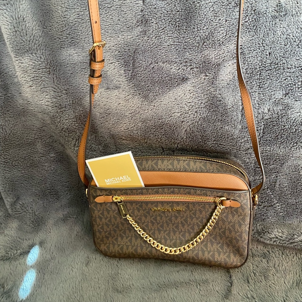 Michael Kors Signature Brown and Gold Crossbody